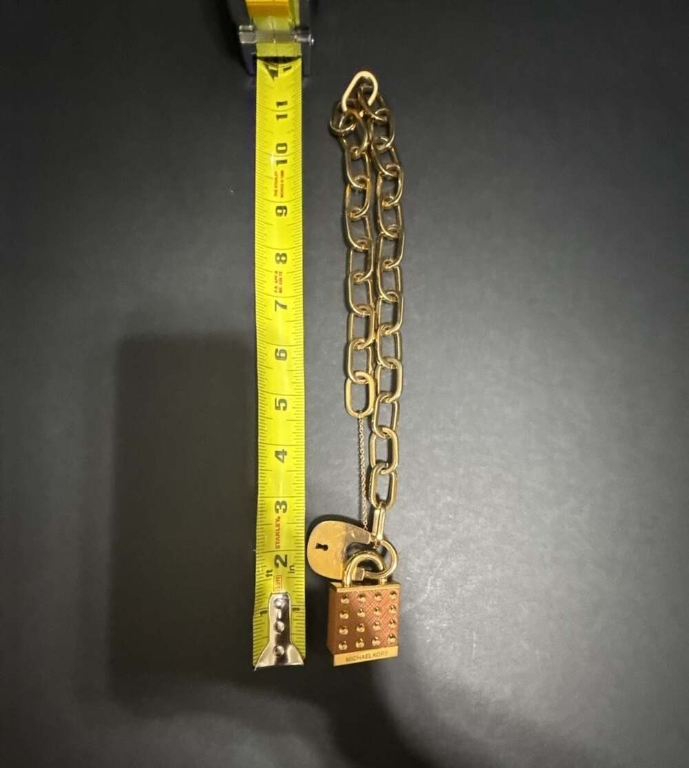 Michael Kors Padlock Charm Chain Link Bracelet in Gold-Tone